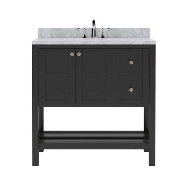 Virtu USA ES-30036-WMSQ-ES-NM Winterfell 36" Single Bath Vanity in Espresso with Marble Top and Square Sink