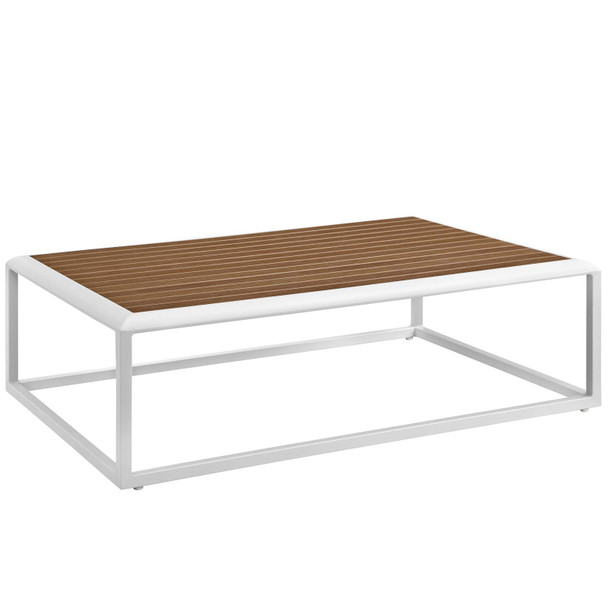 Modway Stance Outdoor Patio Aluminum Coffee Table EEI-3021-WHI-NAT White Natural