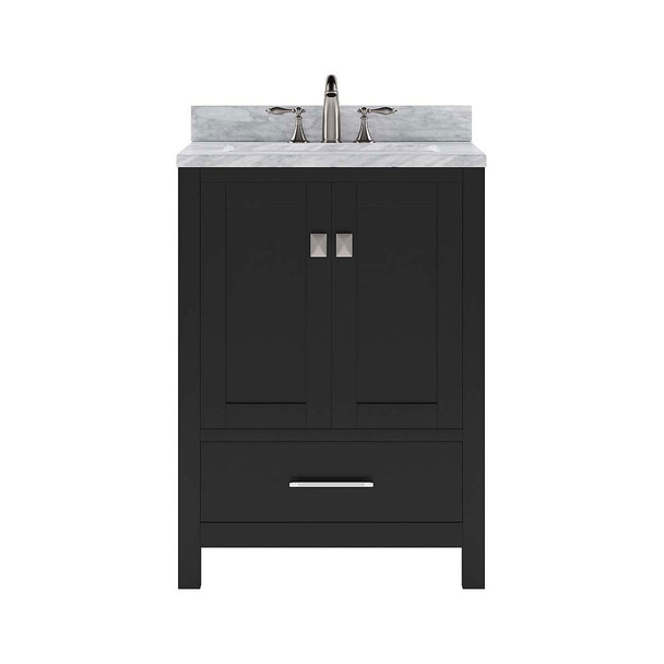 Virtu USA GS-50024-WMRO-ES-NM Caroline Avenue 24" Single Bath Vanity in Espresso with Marble Top and Round Sink