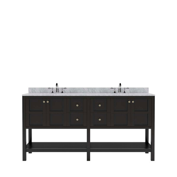 Virtu USA ED-30072-WMSQ-ES-NM Winterfell 72" Double Bath Vanity in Espresso with Marble Top and Square Sink