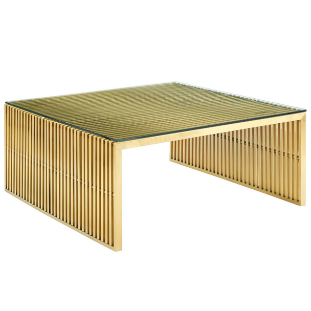 Modway Gridiron Stainless Steel Coffee Table EEI-3037-GLD Gold