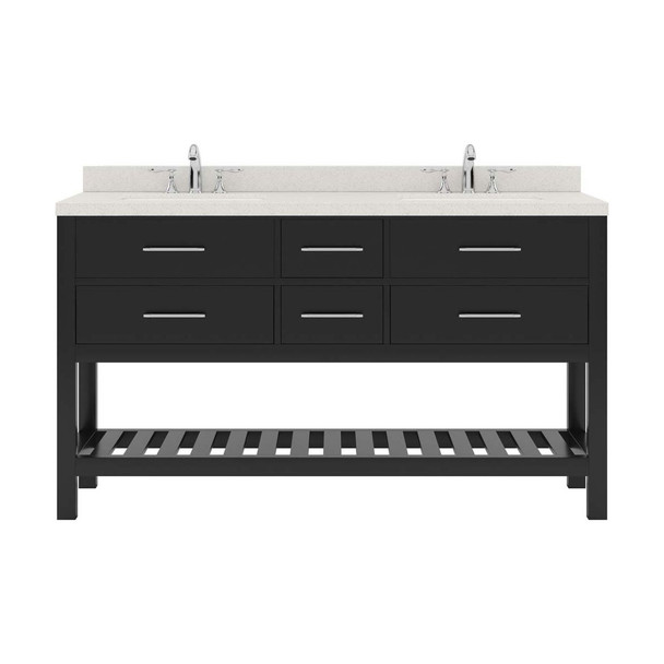 Virtu USA MD-2260-DWQSQ-ES-NM Caroline Estate 60" Double Bath Vanity in Espresso with Dazzle White Top and Square Sink