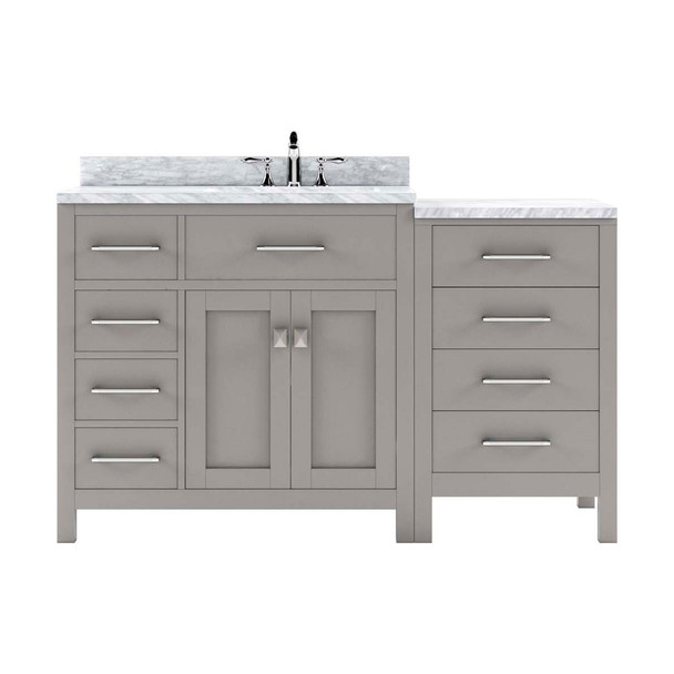 Virtu USA MS-2157L-WMRO-CG-002-NM Caroline Parkway 57" Single Bath Vanity in Cashmere Grey with Marble Top and Round Sink with Polished Chrome Faucet