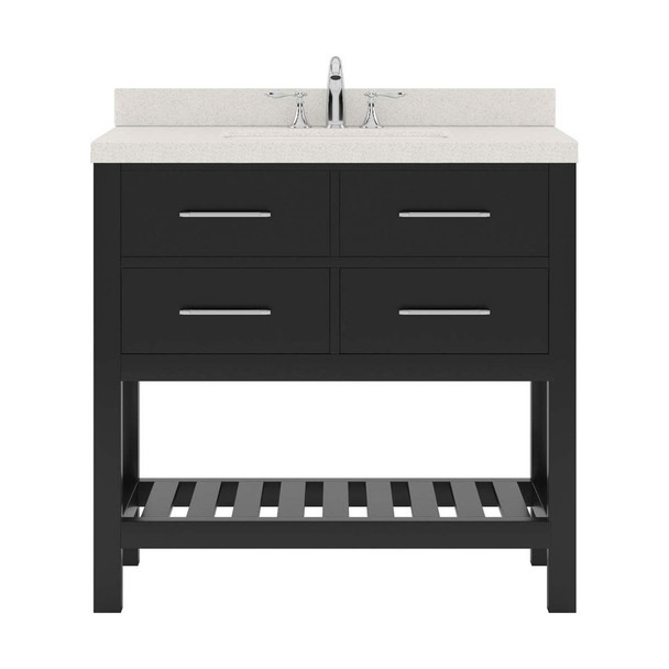 Virtu USA MS-2236-DWQRO-ES-NM Caroline Estate 36" Single Bath Vanity in Espresso with Dazzle White Top and Round Sink