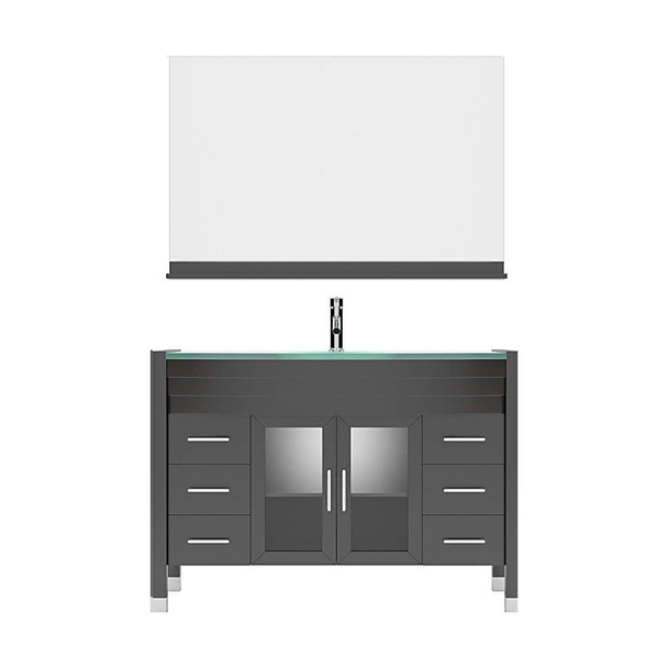 Virtu USA MS-509-G-ES Ava 48" Single Bath Vanity in Espresso with Aqua Tempered Glass Top and Round Sink with Polished Chrome Faucet and Mirror
