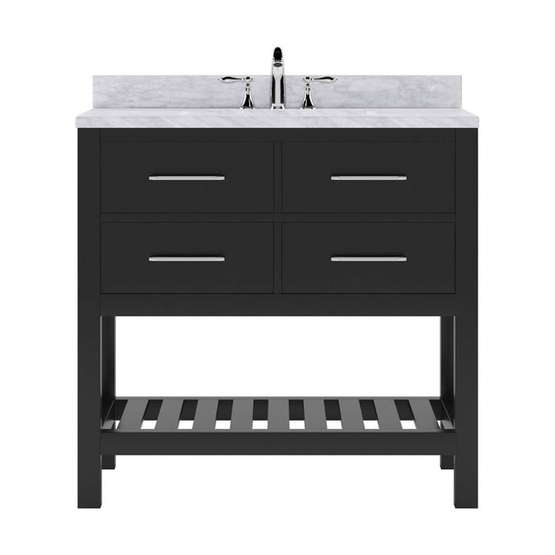 Virtu USA MS-2236-WMRO-ES-NM Caroline Estate 36" Single Bath Vanity in Espresso with Marble Top and Round Sink