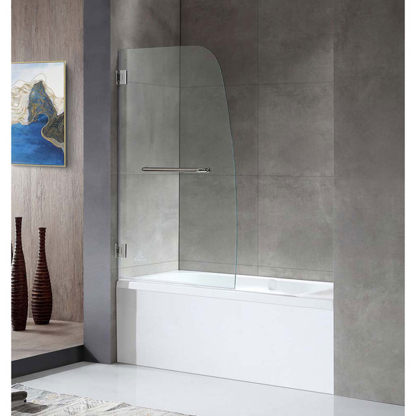 ANZZI 5 Ft. Acrylic Left Drain Rectangle Tub In White with 34" By 58" Frameless Hinged Tub Door In Chrome - SD1001CH-3060L