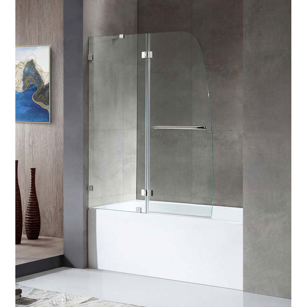 ANZZI 5 Ft. Acrylic Left Drain Rectangle Tub In White with 48" By 58" Frameless Hinged Tub Door In Chrome - SD1101CH-3260L