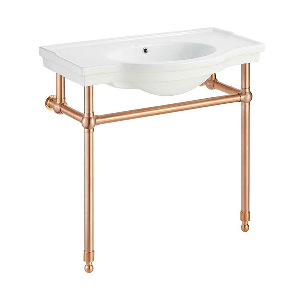 ANZZI Viola 34.5" Console Sink In Rose Gold with Ceramic Counter Top - CS-FGC003-RG