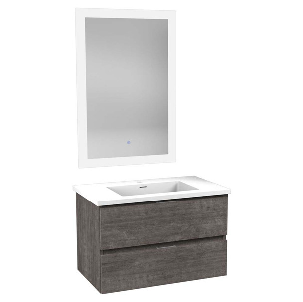 ANZZI 30 In W x 20 In H x 18 In D Bath Vanity In Rich Grey with Cultured Marble Vanity Top In White with White Basin & Mirror - VT-MR3CT30-GY