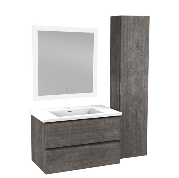 ANZZI 30" W x 20" H x 18" D Bath Vanity Set In Rich Gray with Vanity Top In White with White Basin And Mirror - VT-MRSCCT30-GY