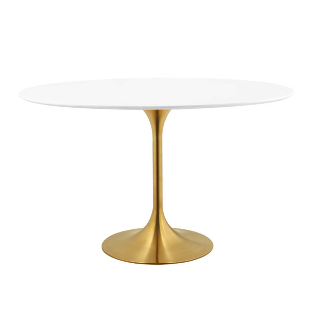 Modway Lippa 48" Oval Wood Dining Table EEI-3215-GLD-WHI Gold White