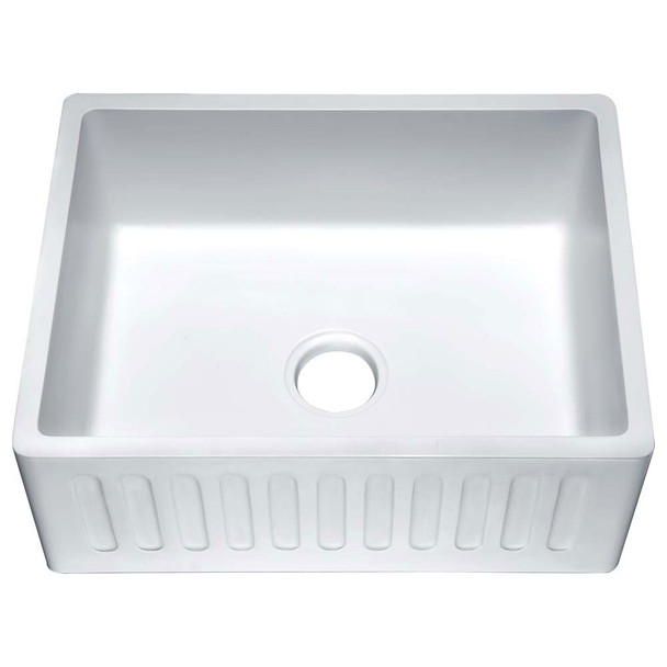 ANZZI Roine Farmhouse Reversible Glossy Solid Surface 24" Single Basin Kitchen Sink In White - K-AZ222-1A