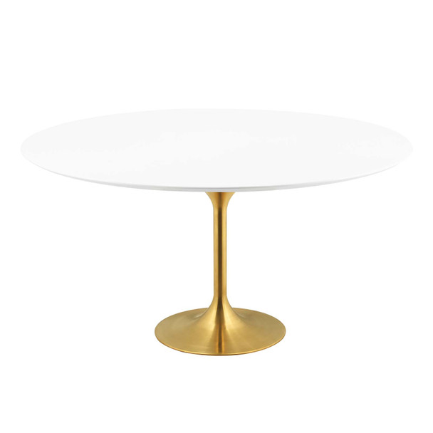 Modway Lippa 60" Round Wood Dining Table EEI-3229-GLD-WHI Gold White