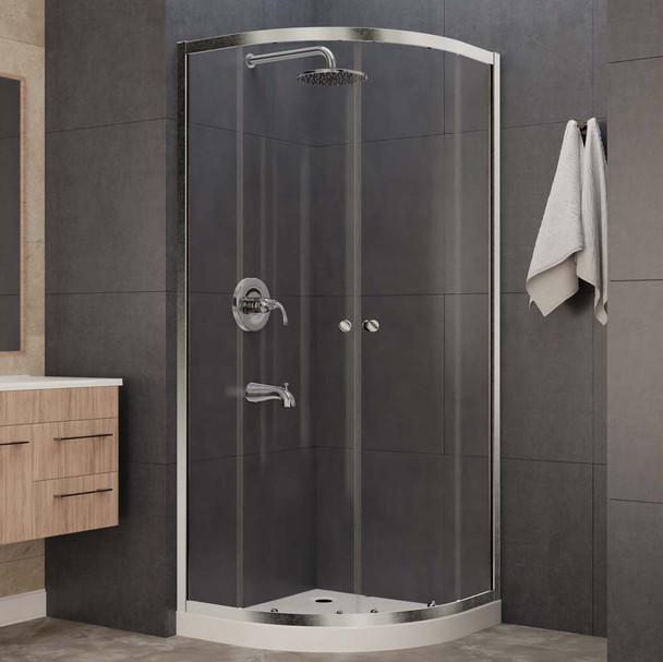 ANZZI Mare 35" x 76" Framed Shower Enclosure with Tsunami Guard In Brushed Nickel - SD-AZ050-01BN