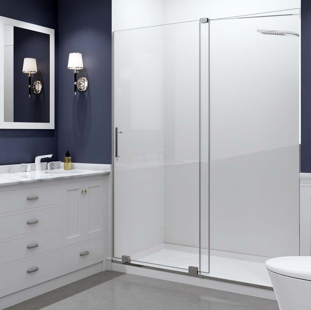 ANZZI Longboat Series 60" x 76" Semi-Frameless Shower Door with Tsunami Guard In Polished Chrome - SD-AZ055-01CH