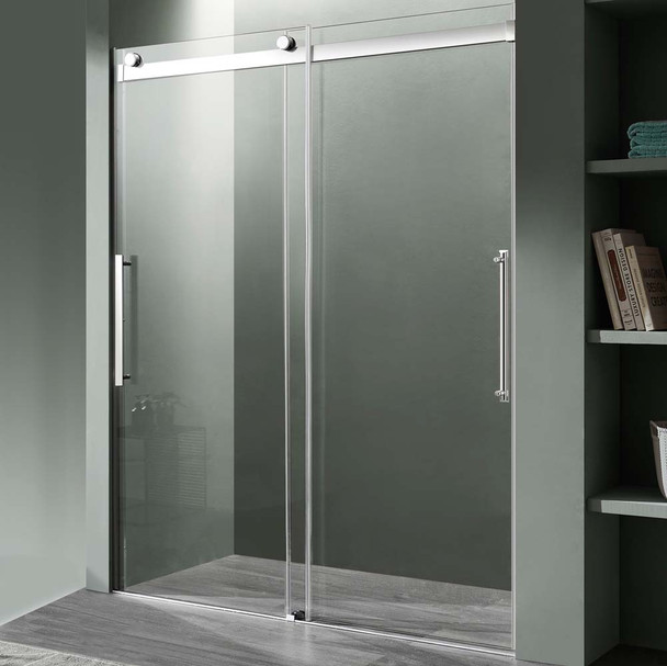 ANZZI Stellar Series 60" x 76" Frameless Sliding Shower Door with Handle In Chrome - SD-FRLS05902CH