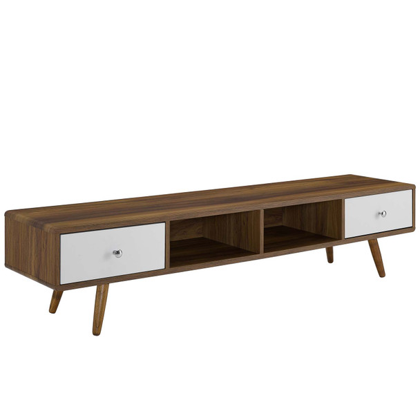 Modway Transmit 70" Media Console Wood TV Stand EEI-3302-WAL-WHI Walnut White