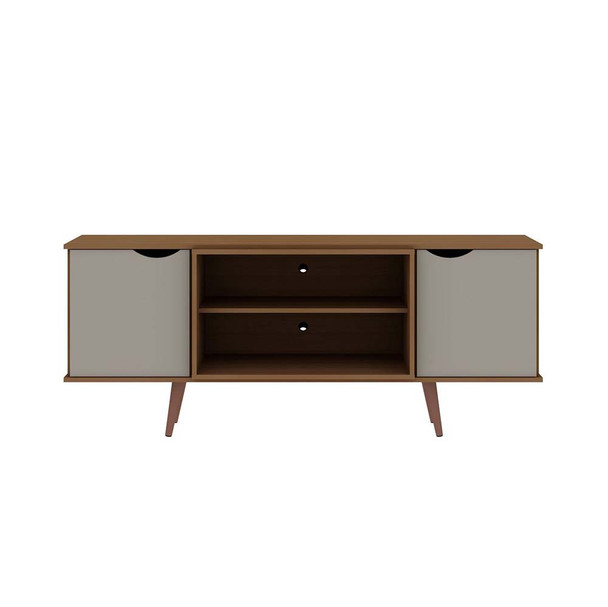 Manhattan Comfort 17PMC11 Hampton 62.99 TV Stand with 4 Shelves and Solid Wood Legs in Off White and Maple Cream