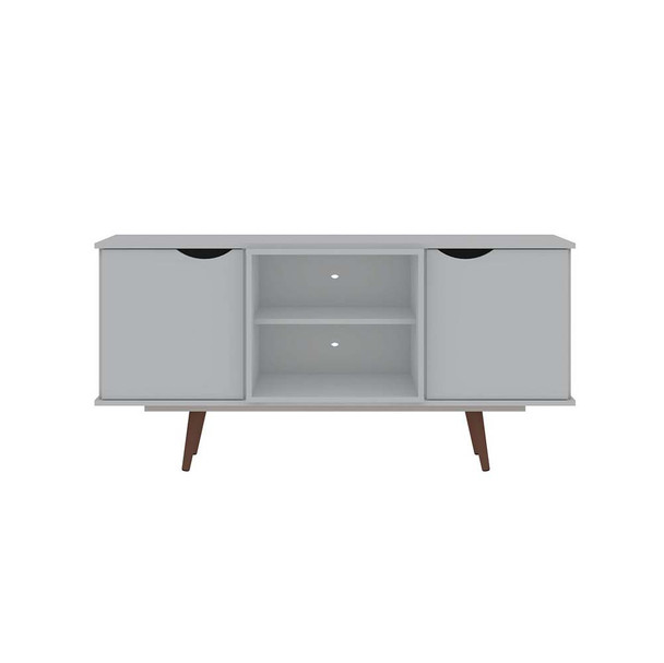 Manhattan Comfort 18PMC1 Hampton 53.54 TV Stand with 4 Shelves and Solid Wood Legs in White