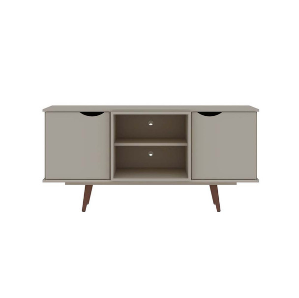 Manhattan Comfort 18PMC6 Hampton 53.54 TV Stand with 4 Shelves and Solid Wood Legs in Off White