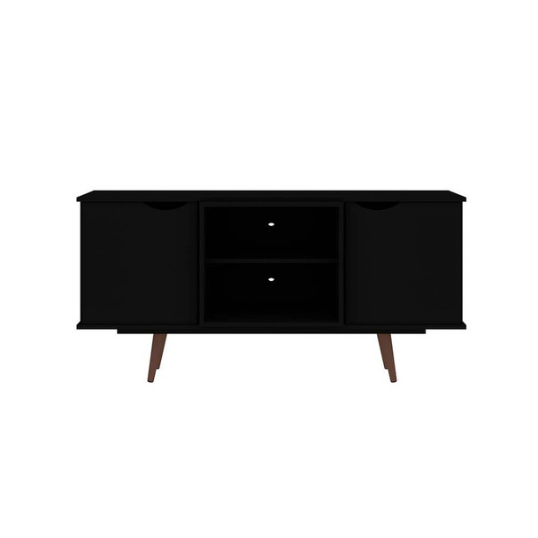 Manhattan Comfort 18PMC70 Hampton 53.54 TV Stand with 4 Shelves and Solid Wood Legs in Black