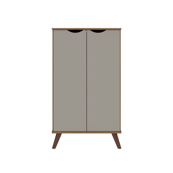 Manhattan Comfort 20PMC11 Hampton Shoe Closet with 4 Shelves Solid Wood Legs in Off White and Maple Cream