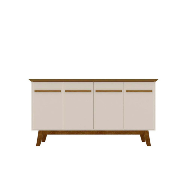 Manhattan Comfort 232BMC12 Yonkers 62.99 Sideboard with Solid Wood Legs and 2 Cabinets in Off White and Cinnamon