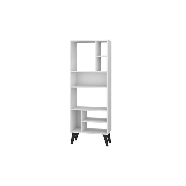 Manhattan Comfort 178AMC205 Warren Tall Bookcase 1.0   with 8 Shelves in White with Black Feet