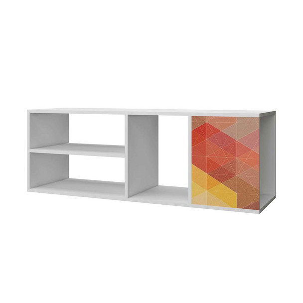 Manhattan Comfort 127AMC141 Minetta 46" Floating Entertainment Center with 4 Shelves  in White,  Red, Yellow Stamp