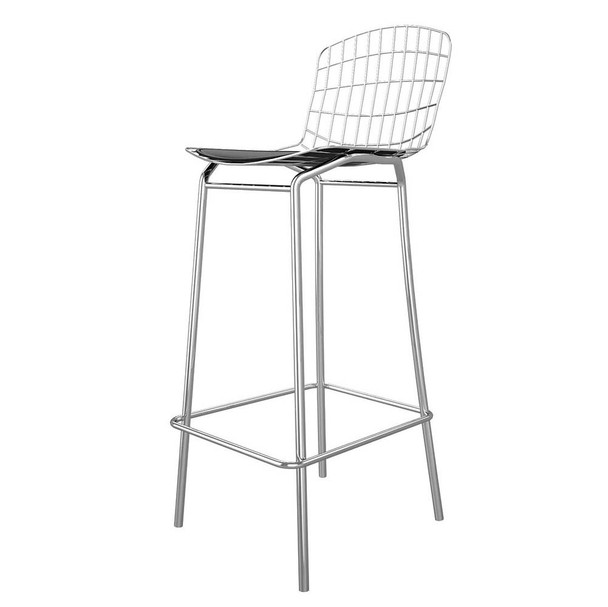 Manhattan Comfort 198AMC1 Madeline 41.73" Barstool in Silver and Black