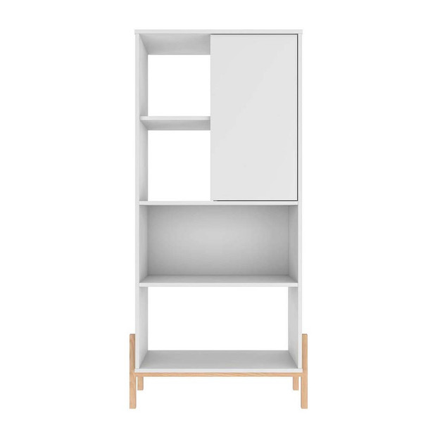 Manhattan Comfort 308AMC157 Bowery Bookcase with 5 Shelves in White and Oak