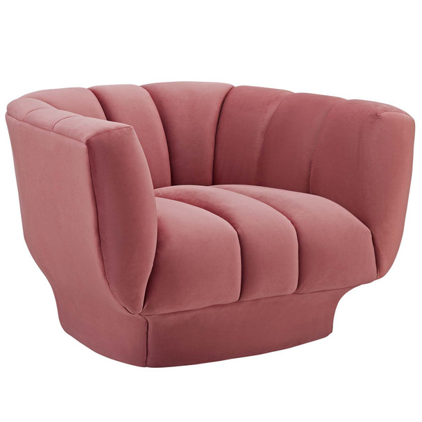 Modway Entertain Vertical Channel Tufted Performance Velvet Armchair EEI-3352-DUS Dusty Rose