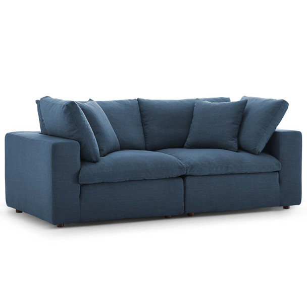 Modway Commix Down Filled Overstuffed 2 Piece Sectional Sofa Set EEI-3354-AZU Azure