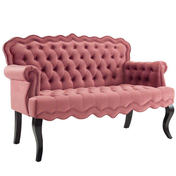 Modway Viola Chesterfield Button Tufted Loveseat Performance Velvet Settee EEI-3373-DUS Dusty Rose