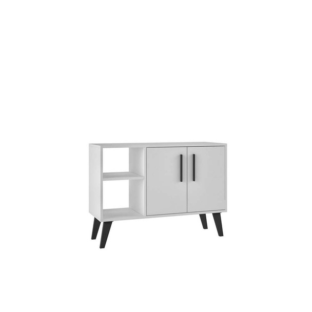 Manhattan Comfort 147AMC205 Mid-Century- Modern Amsterdam 35.43" Sideboard with 4 Shelves in White