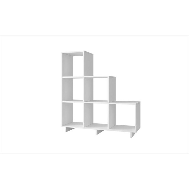 Manhattan Comfort 26AMC6 Cascavel Stair Cubbies with 6 shelves in White