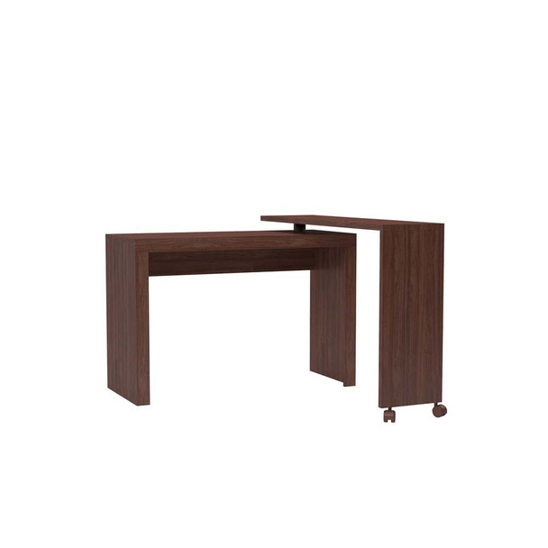 Manhattan Comfort 33AMC164 Calabria Nested Desk with swivel feature in Nut Brown