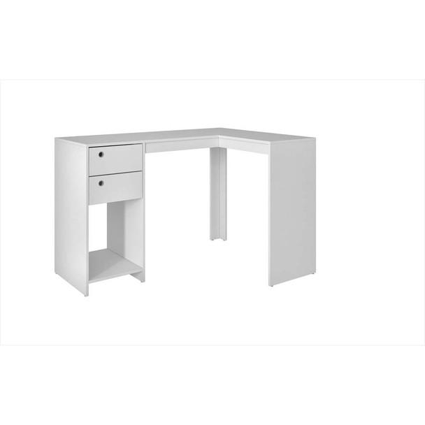 Manhattan Comfort 41AMC6 Palermo Classic L- Desk with 2 drawers and 1 cubby in White