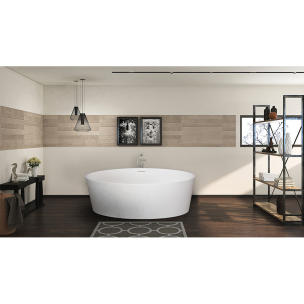 Malibu Cambria Oval Soaking Bathtub, 58-Inch by 32-Inch by 22-Inch
