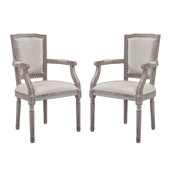 Modway Penchant Dining Armchair Upholstered Fabric Set of 2 EEI-3462-BEI Beige