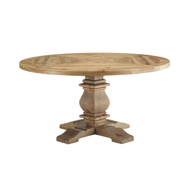 Modway Column 59" Round Pine Wood Dining Table EEI-3493-BRN Brown