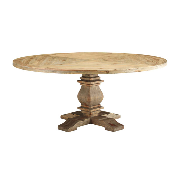 Modway Column 71" Round Pine Wood Dining Table EEI-3495-BRN Brown