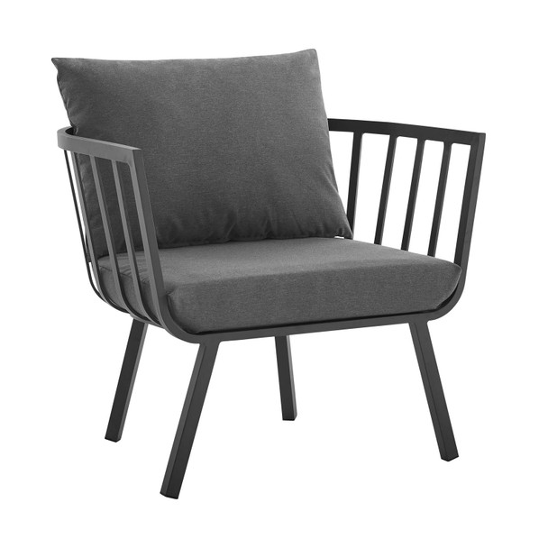 Modway Riverside Outdoor Patio Aluminum Armchair EEI-3566-SLA-CHA Gray Charcoal