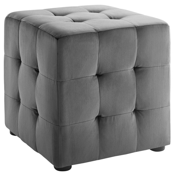 Modway Contour Tufted Cube Performance Velvet Ottoman EEI-3577-GRY Gray