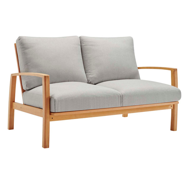 Modway Orlean Outdoor Patio Eucalyptus Wood Loveseat EEI-3697-NAT-LGR Natural Light Gray