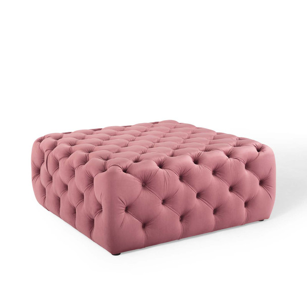 Modway Amour Tufted Button Large Square Performance Velvet Ottoman EEI-3774-DUS Dusty Rose