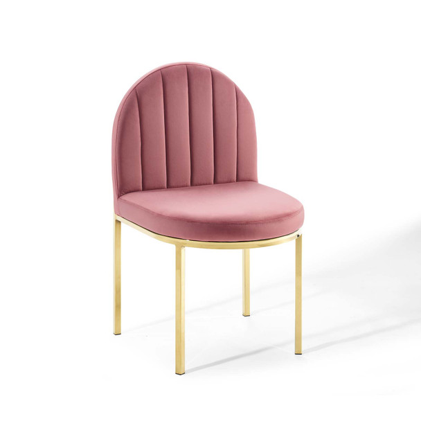 Modway Isla Channel Tufted Performance Velvet Dining Side Chair EEI-3802-GLD-DUS Gold Dusty Rose