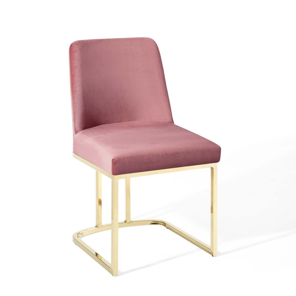 Modway Amplify Sled Base Performance Velvet Dining Side Chair EEI-3810-GLD-DUS Gold Dusty Rose