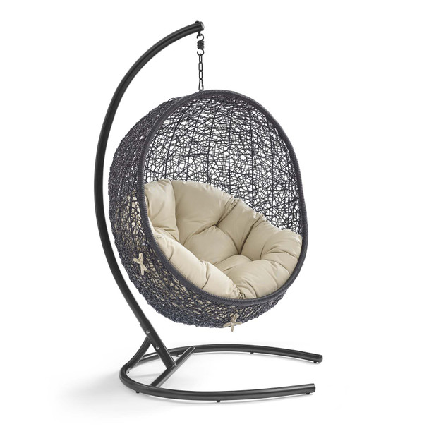 Modway Encase Sunbrella® Swing Outdoor Patio Lounge Chair EEI-3943-BLK-BEI Black Beige